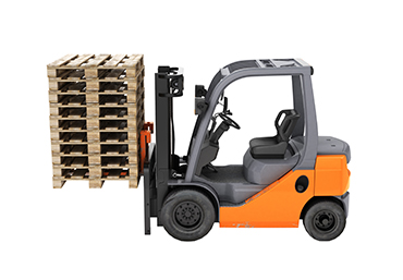 Forklift truck lifts the pallets.
