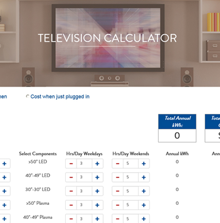Screen shot of TV Calculator