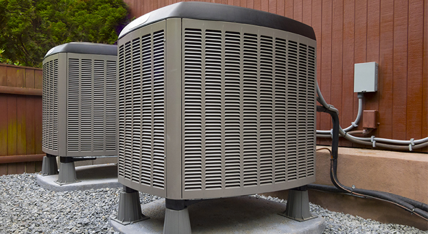 Photo of two residential heat pumps