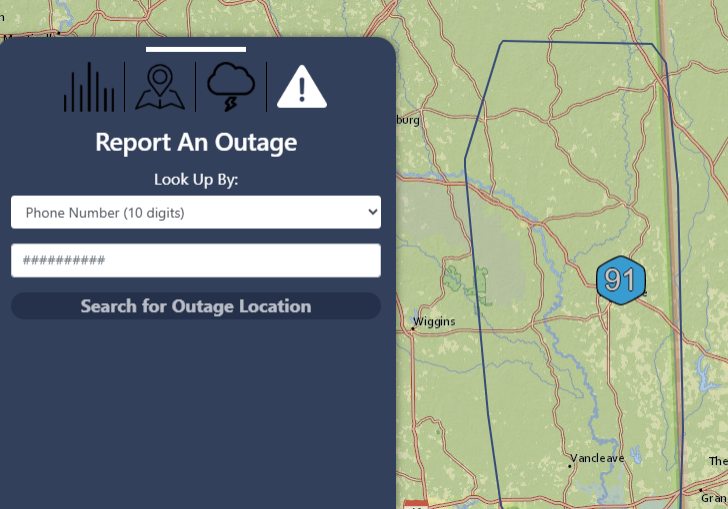 Report an Outage - Full Map